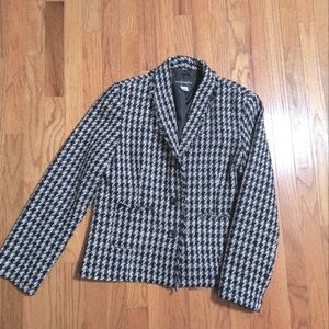 Requirements brand hounds tooth blazer suit jacket, women's size 12, black/white